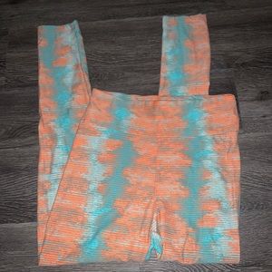 LuLaRoe orange and teal leggings